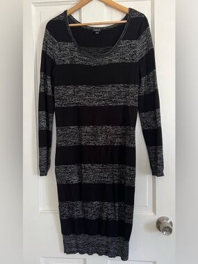 Torrid Size 0 Black Silver Striped Sweater Dress Cozy Bodycon